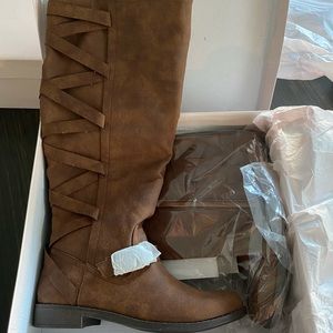 Brown faux suede boots